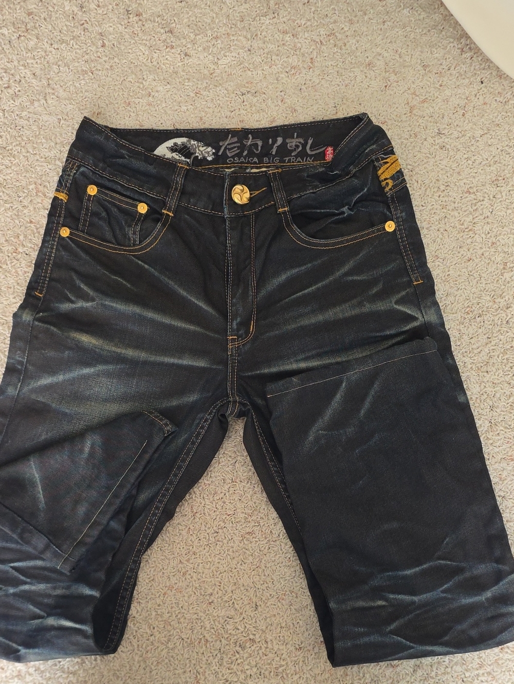 Osaka Big Train Men's Relaxed Dark Indigo Denim  with Contrast Stitching